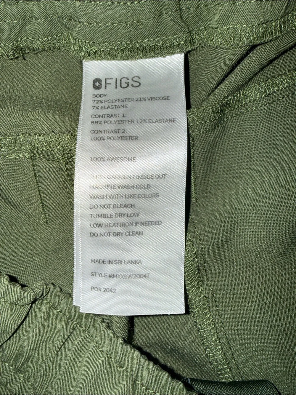 Figs Men's Olive Green Jogger Pants with Red Drawstring size Large/Tall